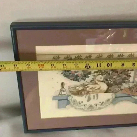 VTG Handmade Cross Stitch Cute Ducks Love Framed e - Picture 5 of 6